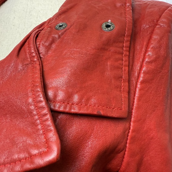 Mackage Leather Moto Zip Jacket Size Small Red - Picture 3 of 9